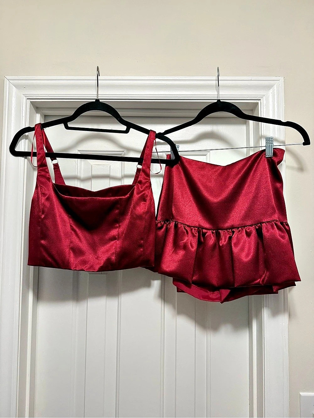 Red Satin-Look Two-Piece Set NWT
